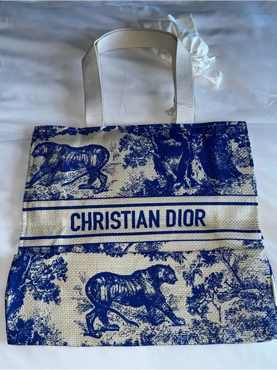 Dior Dioriviera Blue and Natural Canvas Tote - Picture 3 of 6